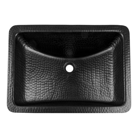 Hand Hammered 21 inch Venetian Dual Mount Bathroom Vanity Sink - Matte Black